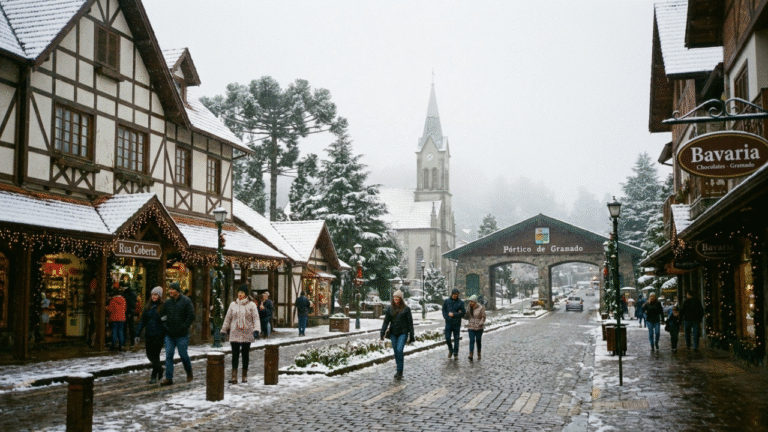 Na Serra Gaúcha, uma cidade cercada por montanhas recebe 6 milhões de turistas e conquista visitantes com fondue, frio e experiências cinematográficas